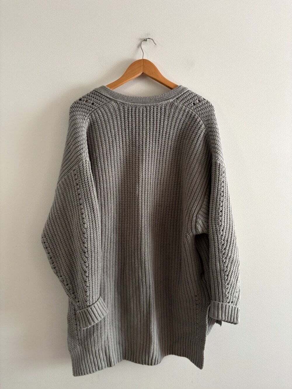 Free People Nightingale Oversized Cardigan Slouchy Silver Gleam Grey Size XS - Picture 6 of 8